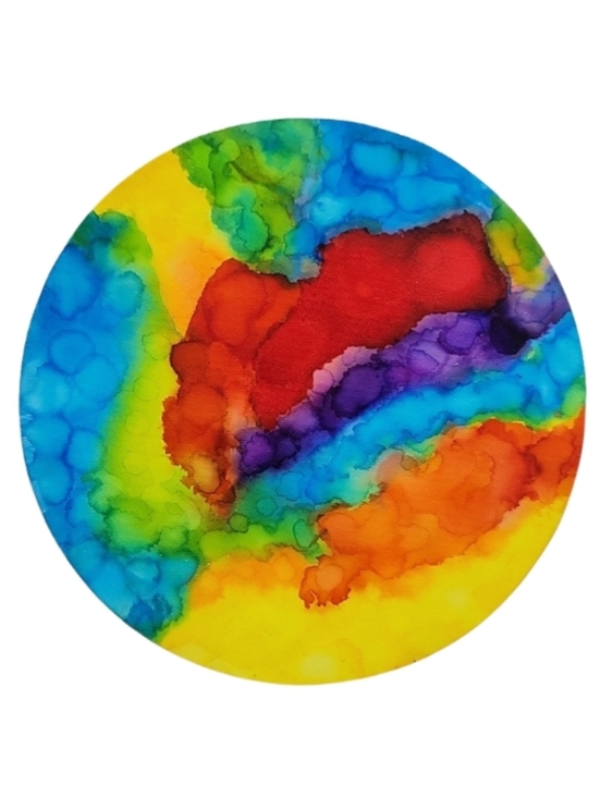 Hand Crafted Other - Hand Crafted Abstract Design Round 12 x 12 Inches Canvas Painting